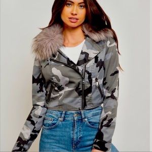 Coalition L.A. : Camouflage Cropped Jacket. Multiple Sizes: S,M,L, XL